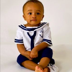 Baby Sailor Suit! Navy Blue and White